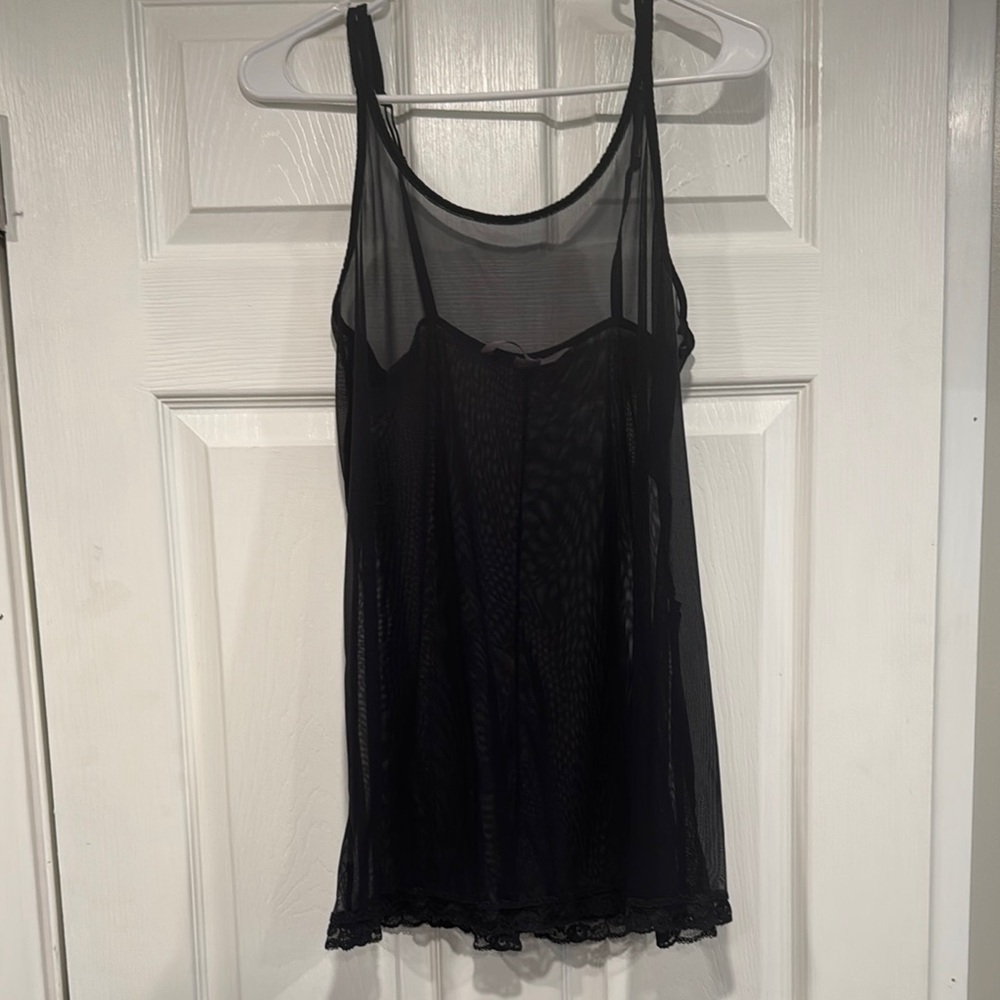 Victoria's Secret Women’s Vintage Lingerie Black Sheer Slip Dress Size Medium